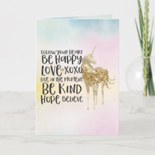 Carte Aqua Yellow Pink Aquarelle Inspiration Unicorne