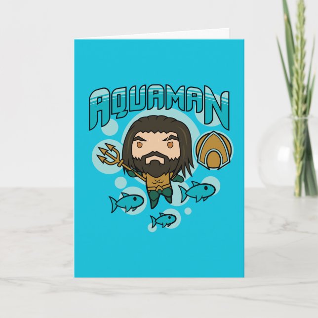Carte Aquaman | Chibi Aquaman Graphisme sous-marin (Devant)