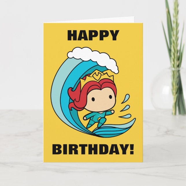 Carte Aquaman | Chibi Mera Riding Vague Graphique (Devant)