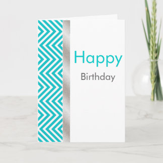 Carte Aquamarine et White Chevron Birthday Card