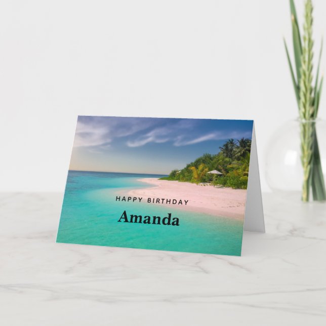 Carte Aquamarine Ocean Tropical Beach Scenic Birthday (Devant)