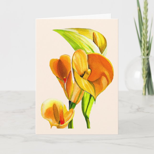 Carte Aquarelle à fleurs de calla (Devant)