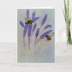 Carte aquarelle abeilles lavande pour maman et mam