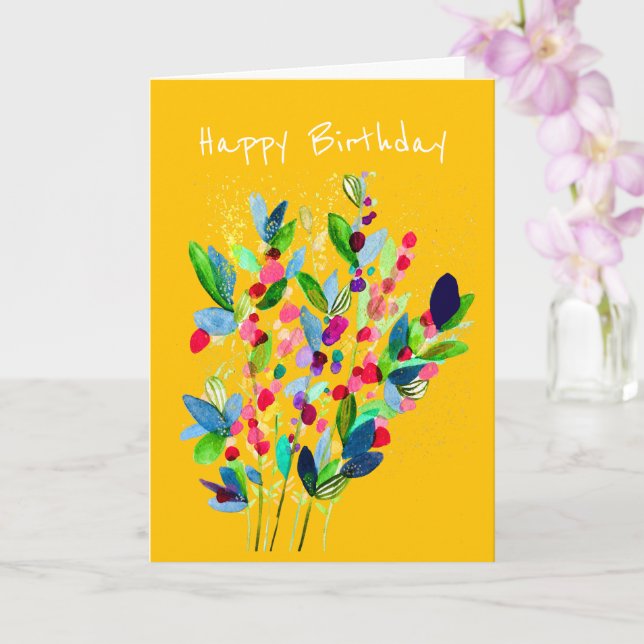 Carte Aquarelle Abstraite colorée fleurie (Orchidée)
