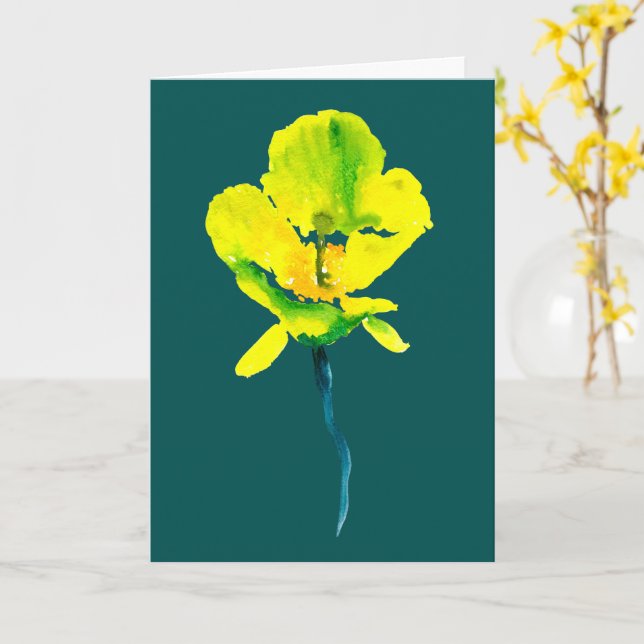 Carte Aquarelle abstraite jaune lâche floral (Fleur jaune)