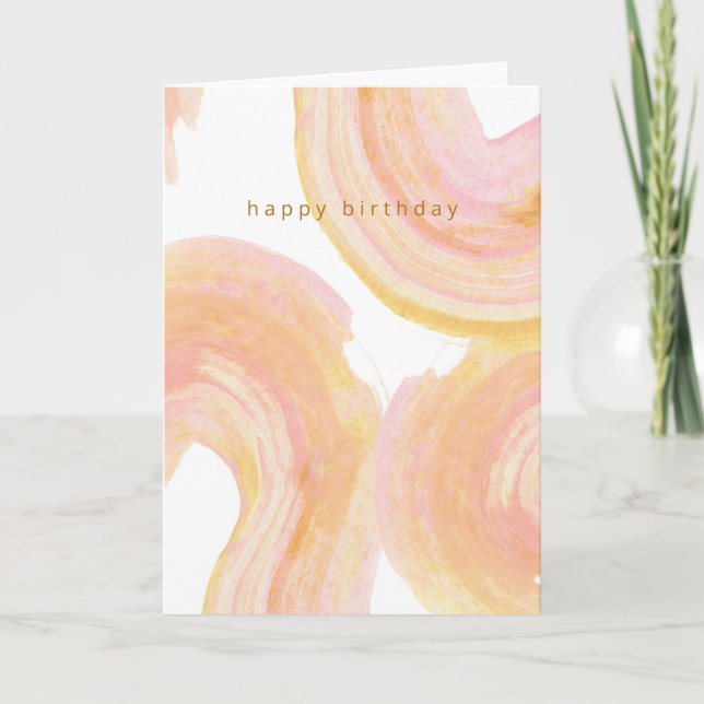Carte Aquarelle Abstraite Pink Paint Swirl Anniversaire (Devant)