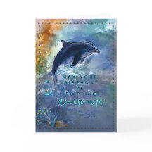 Carte aquarelle adorable dauphin Flipping Awesome
