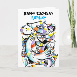 Carte Aquarelle animal abstrait