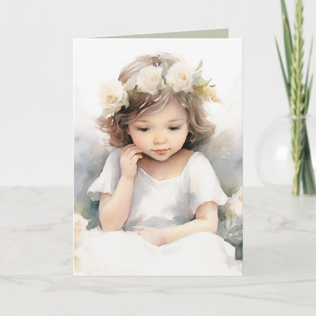 Carte Aquarelle Anniversaire fille ange (Devant)
