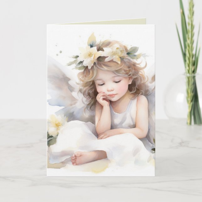 Carte Aquarelle Anniversaire fille ange (Devant)