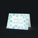 Carte Aquarelle Aqua Stars MAZEL TOV Bar Bat mitzvah<br><div class="desc">Une carte TOV MAZEL pour un bat mitzvah, un bar mitzvah ou toute autre célébration juive ! L'aquarelle faite main pour vous sur l'avant et vierge à l'intérieur! ENTIÈREMENT PERSONNALISABLE ! Cliquez sur "Personnaliser" ci-dessus pour modifier le texte. Cliquez sur "modifier à l'aide de l'outil de conception" pour ajuster les...</div>