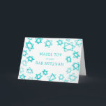 Carte Aquarelle Aqua Stars MAZEL TOV Bar Bat mitzvah<br><div class="desc">Une carte TOV MAZEL pour un bat mitzvah, un bar mitzvah ou toute autre célébration juive ! L'aquarelle faite main pour vous sur l'avant et vierge à l'intérieur! ENTIÈREMENT PERSONNALISABLE ! Cliquez sur "Personnaliser" ci-dessus pour modifier le texte. Cliquez sur "modifier à l'aide de l'outil de conception" pour ajuster les...</div>