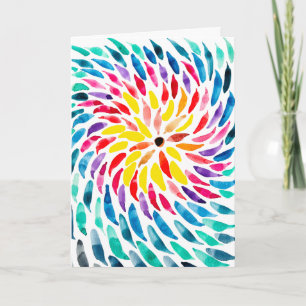Carte Aquarelle arc-en-ciel spirale abstraite