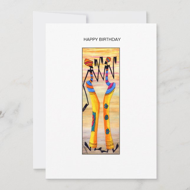 Carte Aquarelle Art africain Célébration Danse Anniversa (Devant)