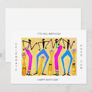 Carte Aquarelle Art Africain, Fête d'anniversaire