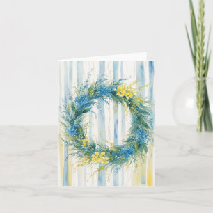 Carte Aquarelle artistique Wreath drapeau ukrainien Coul