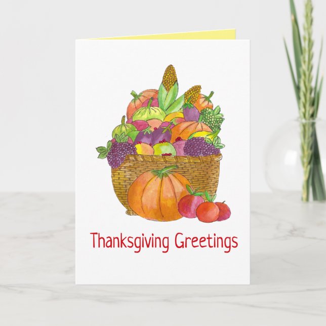 Carte Aquarelle Automne récolte Thankgiving (Devant)