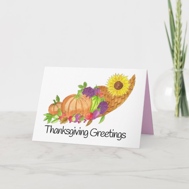 Carte Aquarelle Automne récolte Thankgiving (Devant)