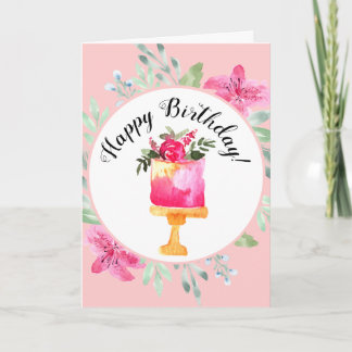 Carte Aquarelle Azalea Floral Anniversaire
