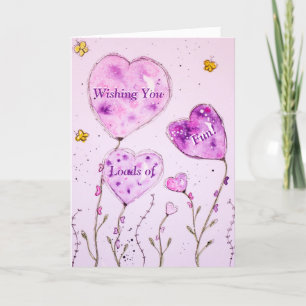 Carte Aquarelle Ballons violets souhaits d'anniversaire