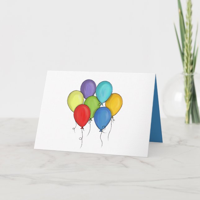 Carte Aquarelle Balloon Anniversaire Personnalisé Joyeux (Devant)