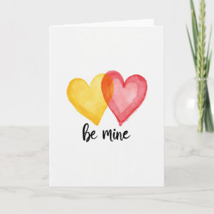 Carte aquarelle Be Mine Hearts