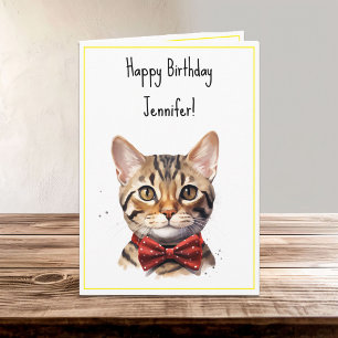 Carte Aquarelle Bengale Chat Anniversaire