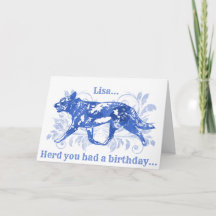 Aquarelle Bleu Chien de bétail Anniversaire