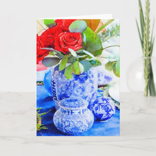 Carte Aquarelle bleu et blanc Chinoiserie Ginger Jar