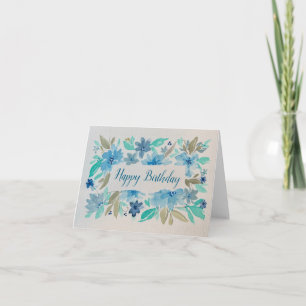 Carte Aquarelle bleu vert turquoise - blanc
