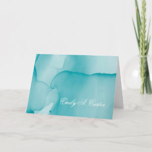 Carte Aquarelle bleue contemporaine Encre pliée