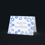 Carte Aquarelle Blue Stars MAZEL TOV Bat mitzvah<br><div class="desc">Une carte TOV MAZEL pour un bat mitzvah, un bar mitzvah ou toute autre célébration juive ! L'aquarelle faite main pour vous sur l'avant et vierge à l'intérieur! ENTIÈREMENT PERSONNALISABLE ! Cliquez sur "Personnaliser" ci-dessus pour modifier le texte. Cliquez sur "modifier à l'aide de l'outil de conception" pour ajuster les...</div>