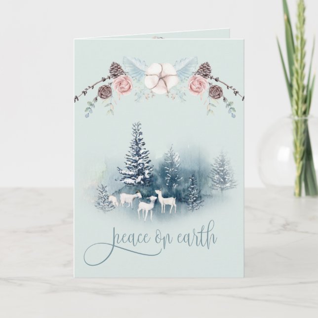 Carte Aquarelle Bois Chèvres blanches (Devant)