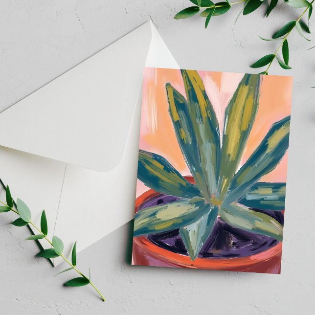 Carte aquarelle botanique moderne de plante d'inté (Créateur téléchargé)