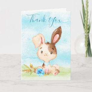 Carte Aquarelle Boy Bunny Merci de ferme