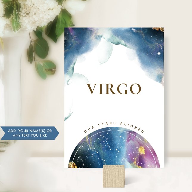 Carte aquarelle céleste numéro de table Vierge (Créateur téléchargé)