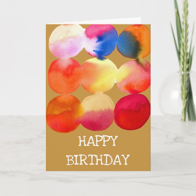 Carte Aquarelle cercle motif art abstrait couleur chaude (Devant)