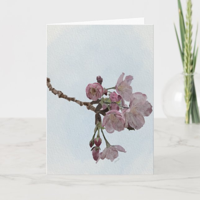 Carte aquarelle Cerisiers en fleurs (Devant)