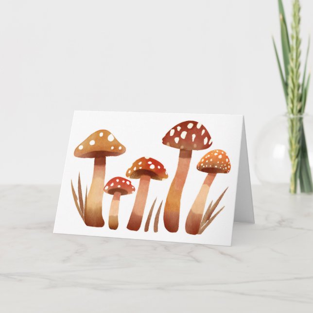 Carte Aquarelle Champignons de la forêt sauvage dans l'h (Devant)