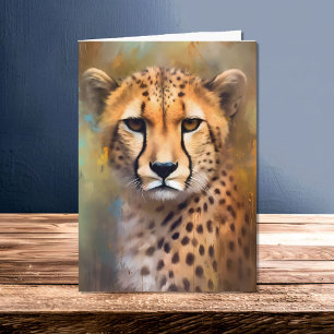 Carte Aquarelle Cheetah dans le Portrait Safari sauvage