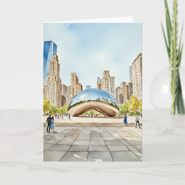 Carte Aquarelle Chicago Bean (Devant)