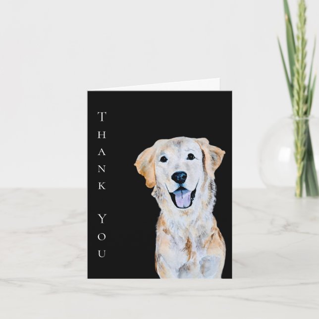 Carte Aquarelle Chien Retriever Dore Merci (Devant)