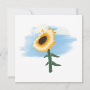 Carte Aquarelle ciel bleu et tournesol jaune Art