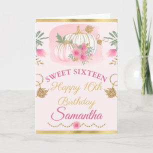 Carte Aquarelle Citrouille Rose Or Sweet Sixteen