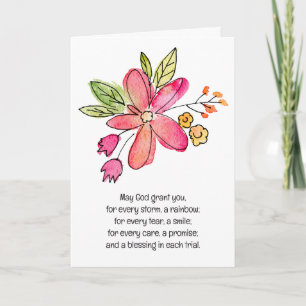 Carte Aquarelle contemporaine Fleur rose