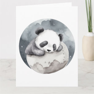 Carte Aquarelle couchée mignonne Panda bébé