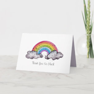 Carte Aquarelle Cute Arc-En-Ciel Et Nuages