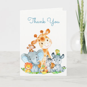 Carte Aquarelle Cute Safari Jungle Merci