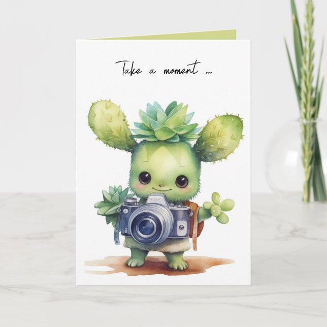 Carte Aquarelle Cute Succulent avec caméra (Devant)