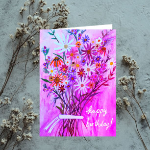 Carte Aquarelle Daisy Bouquet Personnalisé JEUX ANNIVERS